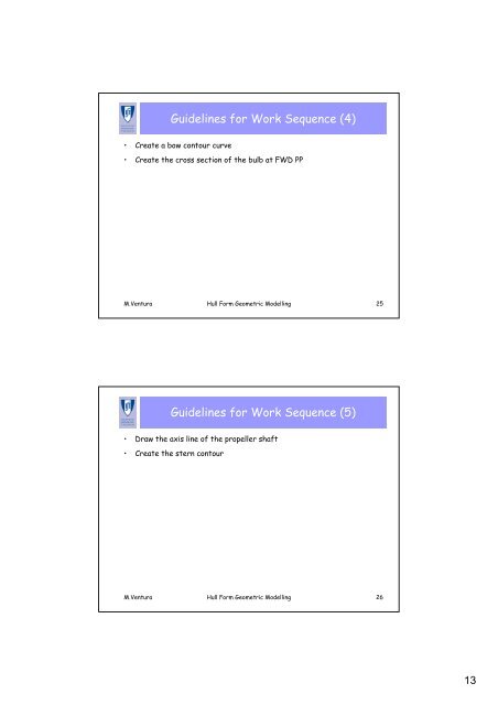 Geometric Modeling of the Hull Form Summary