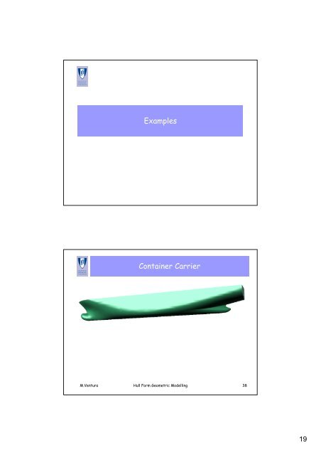 Geometric Modeling of the Hull Form Summary