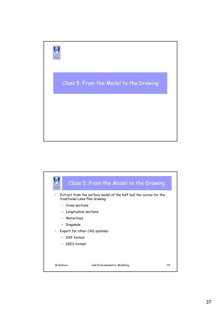 Geometric Modeling of the Hull Form Summary