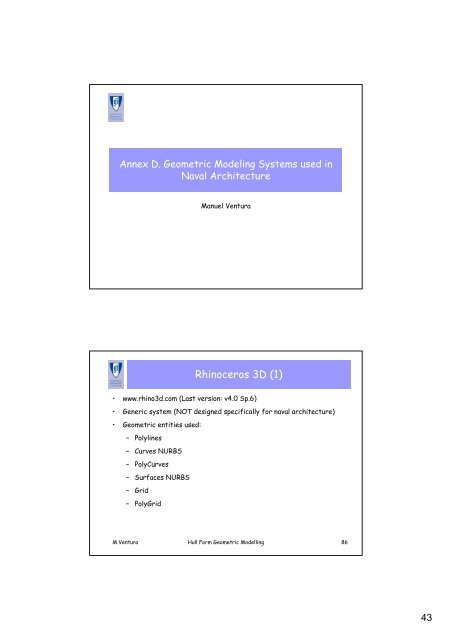 Geometric Modeling of the Hull Form Summary