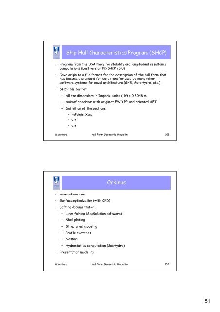 Geometric Modeling of the Hull Form Summary