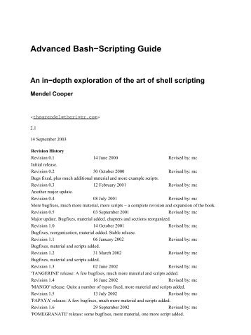 Advanced Bash-Scripting Guide - Linux-France