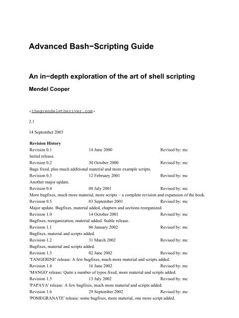 Advanced Bash-Scripting Guide - Linux-France