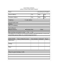 Staff Employment Application Form - Old Trail School