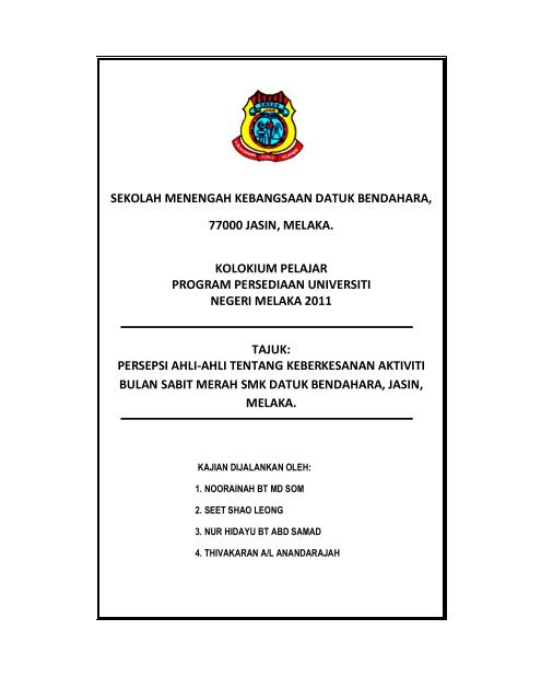 Smk Datuk Bendahara Program Persediaan Universiti Smk Seri