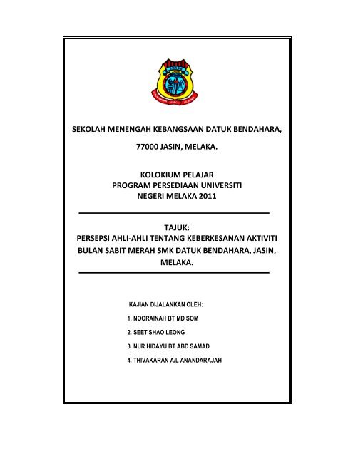 SMK Datuk Bendahara - Program Persediaan Universiti SMK Seri ...