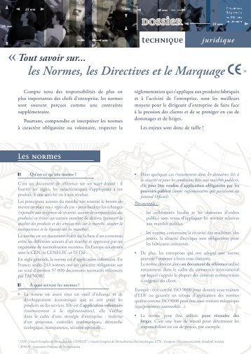 les Normes, les Directives et le Marquage - crma limousin