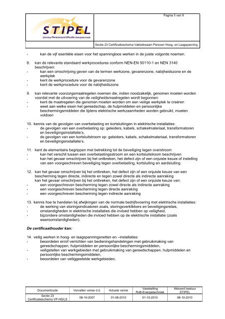 Certificatieschema VP-HS/LS VAKBEKWAAM PERSOON ... - Stipel