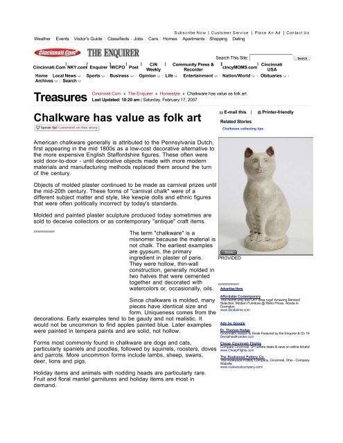 The Enquirer - Chalkware has value as folk art - Cowan's Auctions
