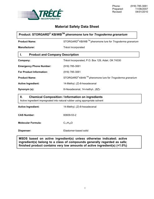 Material Safety Data Sheet - Wil-Kil Pest Control