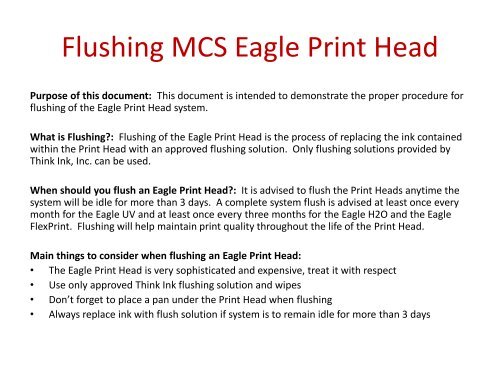Flushing MCS Eagle Print Head