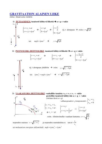 GRAVITAATION ALAINEN LIIKE