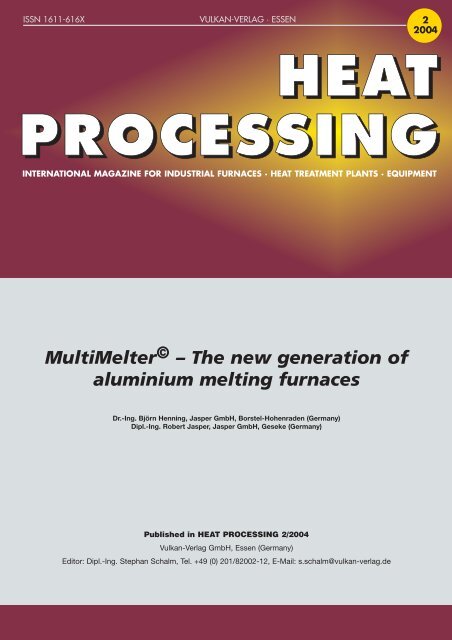 The new generation of aluminium melting furnaces - Jasper GmbH