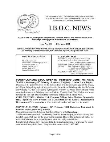 I.B.O.C. NEWS - Illawarra Bird Observers Club Inc