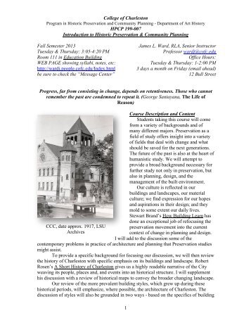 1) HPCP 199 Introduction to Historic Preservation - Home Page
