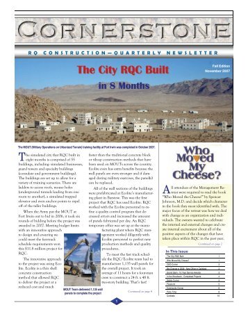 Cornerstone Newsletter November 2007 - RQ Construction, LLC