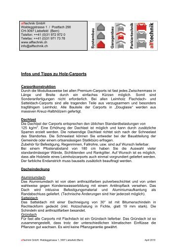 Infos und Tipps zu Holz-Carports - alftechnik GmbH