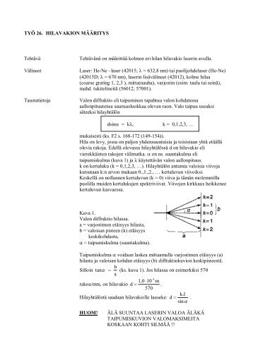 TYÖ 26. HILAVAKION MÄÄRITYS Tehtävä Tehtävänä on määrittää ...