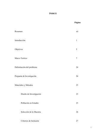 ÍNDICE Página Resumen xii Introducción 1 Objetivos 5 Marco ...