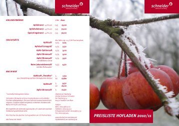 PREISLISTE HOFLADEN 20Î¹0/Î¹Î¹ - Obsthof am Steinberg