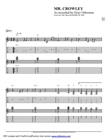 Complete Transcription To âMr. Crowley â (PDF) - Guitar Alliance