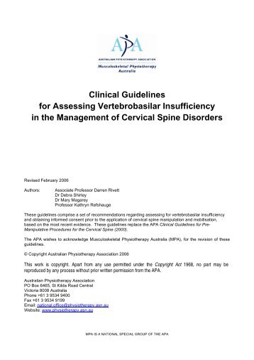 Clinical Guidelines for Assessing Vertebrobasilar Insufficiency in the ...