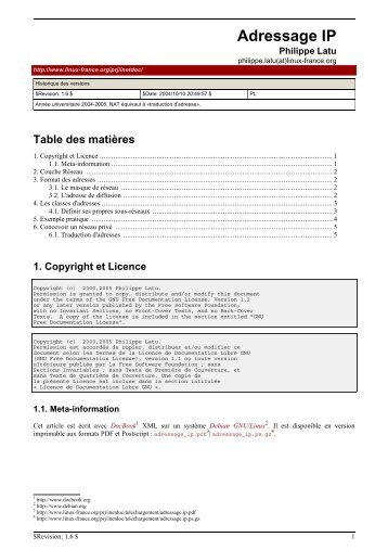 Adressage IP - Linux-France
