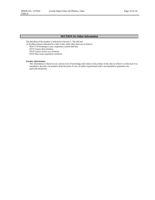 SAFETY DATA SHEET LOCTITE ALL PLASTICS - Toolbank