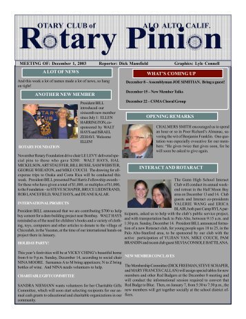 December 1, 2003 - Palo Alto Rotary