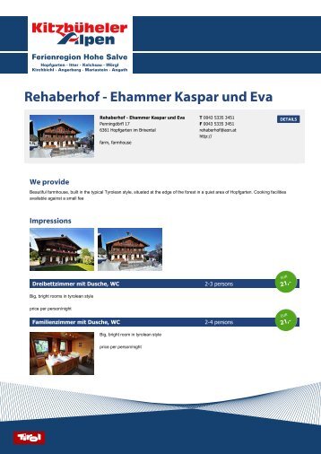 Rehaberhof - Ehammer Kaspar und Eva - Hohe Salve