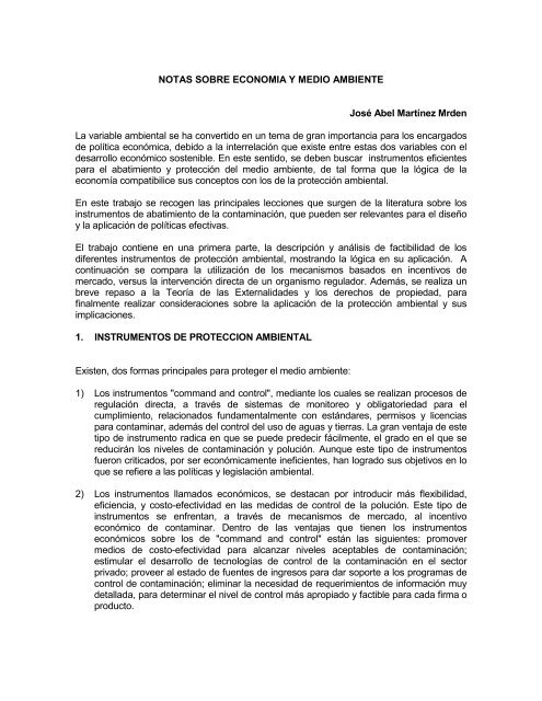 Notas Sobre EconomÃa Y Medio Ambiente - Unidad de AnÃ¡lisis de ...