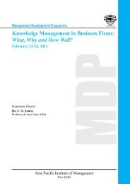 Knowledge Management in Business Firms - Asia Pacific Institute of ...