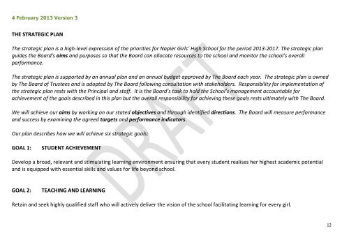 Strategic Plan - Napier Girls' High School