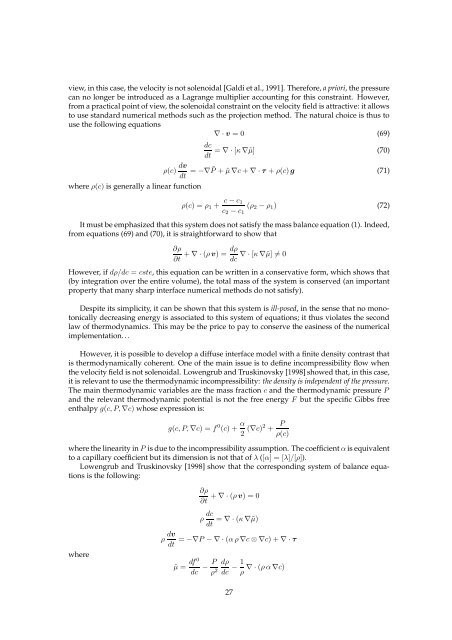 Diffuse interface models in fluid mechanics