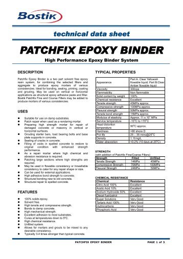 PATCHFIX EPOXY BINDER - Bostik Hong Kong Limited