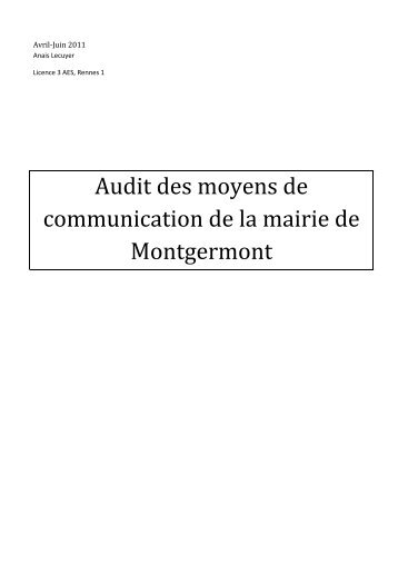 Audit des moyens de communication de la mairie de Montgermont