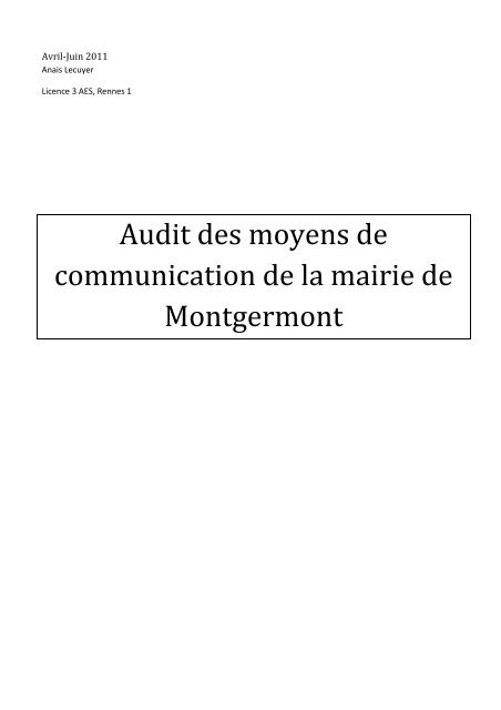 Audit des moyens de communication de la mairie de Montgermont