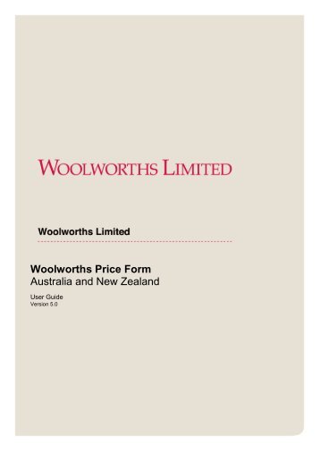 Woolworths Price Form - Countdown