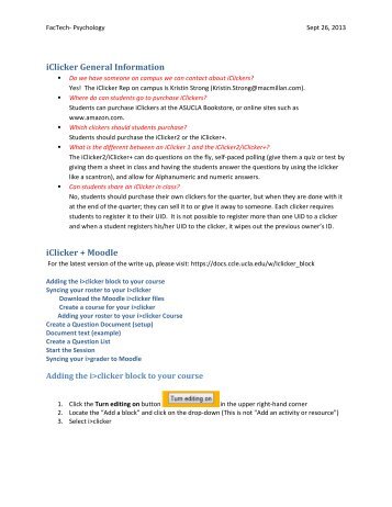 iClicker General Information iClicker + Moodle - UCLA