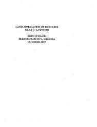 LAND APPLICATION OF BIOSOLIDS BEDFORD COUNTY, VIRGINIA