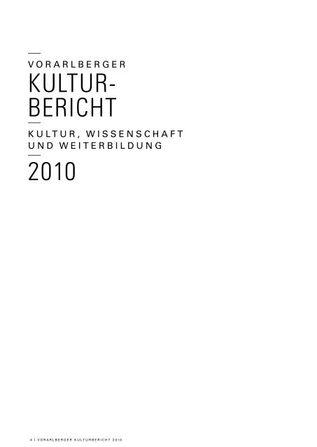 Kulturbericht 2010 - Vorarlberg
