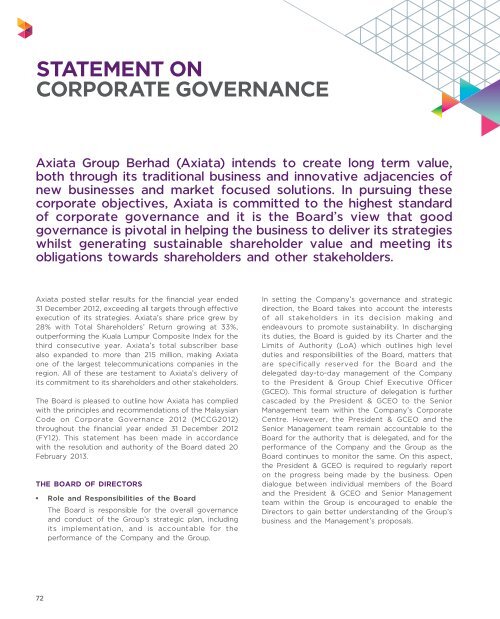 Annual Report 2012, PDF - Axiata Group Berhad - Investor Relations