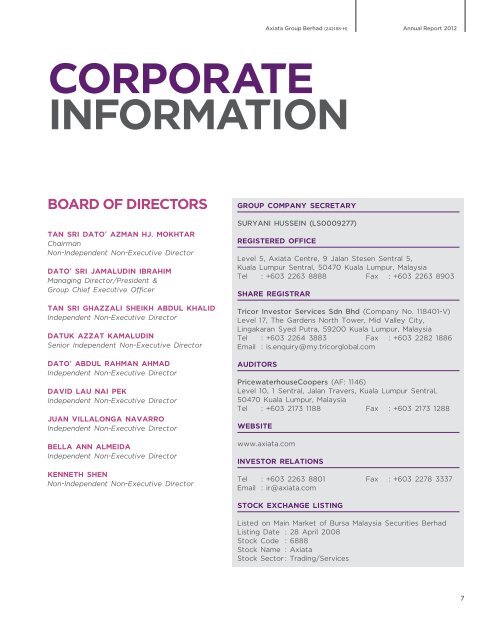 Annual Report 2012, PDF - Axiata Group Berhad - Investor Relations