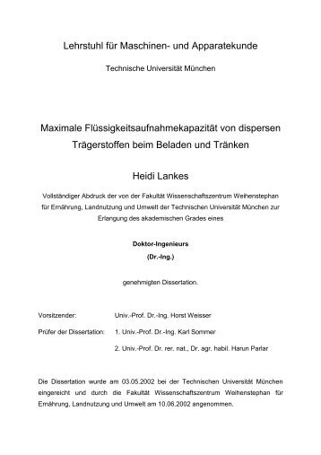 Lehrstuhl für Maschinen- und Apparatekunde Maximale ...