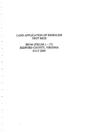 land application of biosolids be144 (fields 1 - 17) bedford county ...