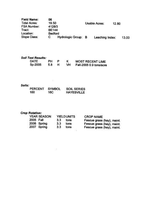 land application of biosolids be144 (fields 1 - 17) bedford county ...