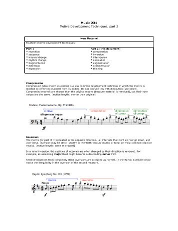 Music 231 Motive Development Techniques, part 2 - Jkornfeld.net