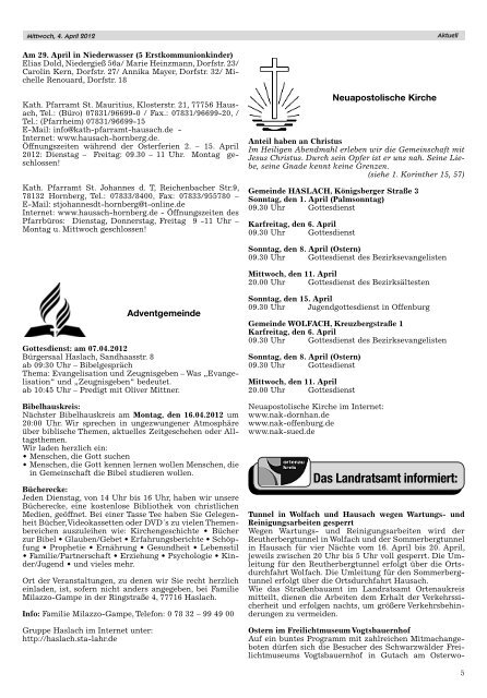 Neuer Kurs ab 21. April 2012 6 Samstage von 9 - Hausach