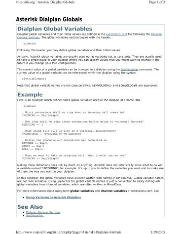 Asterisk Dialplan Globals