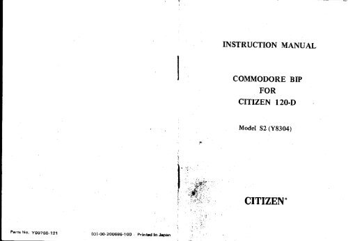 Citizen 120D Commodore Interface Manual - telecomm